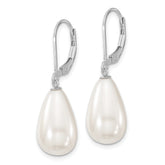 Majestik Sterling Silver Teardrop Shell Pearl Leverback Dangle Earrings